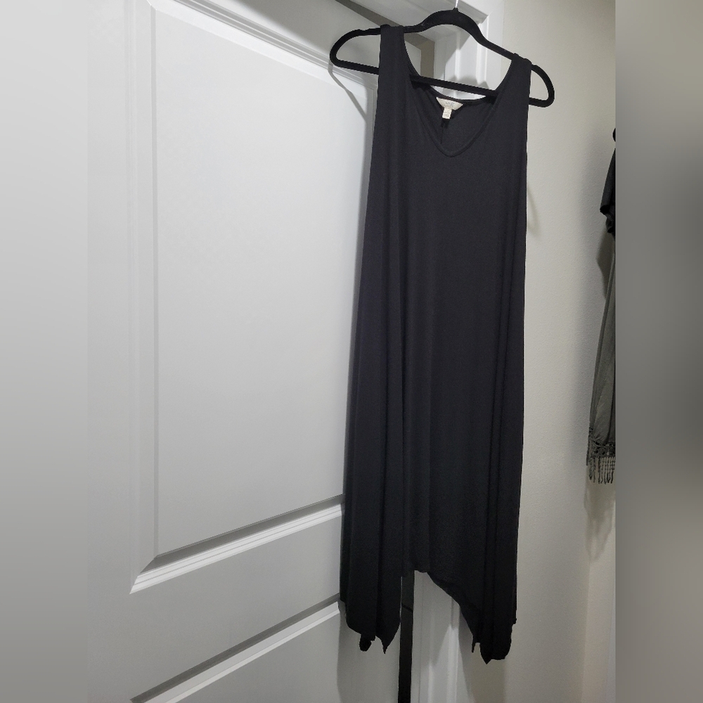 Terra & Sky Sleeveless V-neck Tank Waterfall Dress w/Pockets